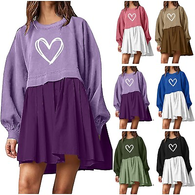 Womens Fashion Oversized Sweatshirt Dress Petite Maxi Dresses for Short Women $27.07