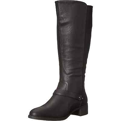 #ad Easy Street Women Riding Boots Jewel Plus Size US 6WW Wide Calf Black PU Leather $14.70