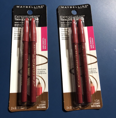 #ad Maybelline Expert Wear Twin Brow amp; Eye Pencil #104 Light Brown 2 packs of 2 $14.95