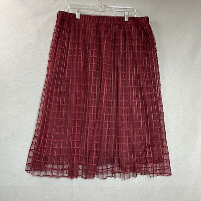 #ad Metro Wear Skirt Women Plus 2X Red Gauzy Flowy Lined Pull On Midi Coastal Ladies $29.97