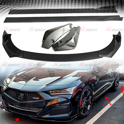 #ad Carbon Style Front amp;Rear Bumper Lip Splitter Side Skirt For Acura TLX 2015 2022 $170.04
