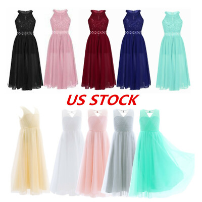 US Girls Floral Lace Rhinestone Maxi Romper Dress Maxi Gown Birthday Party Dress $27.19