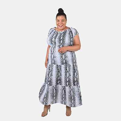 #ad TAMSY Grey Rayon Tropical Printed Breathable Maxi Dress One Size Fits Most Gifts $45.84