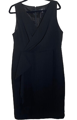 #ad J.Crew 365 Side Sash Fully Lined Black Cocktail Dress Size 16 NWOT $44.00