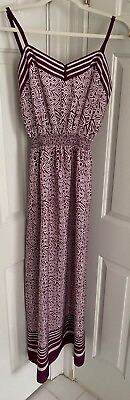 Ann Taylor LOFT Strappy Geo Print Maxi Dress. Burgundy White. XS. $23.99