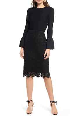 #ad NWT RACHEL PARCELL Lace Pencil Skirt XXS Black $69.99