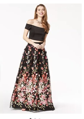 #ad Trixxi Two Piece Evening Floral Emroidered Prom Formal Dress $99.00