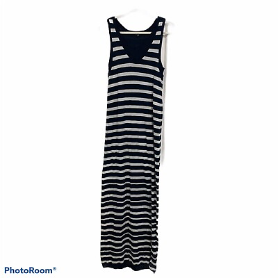 #ad Splendid Sz S Maxi Dress Striped Layered Sleeveless Sweater Navy White Nautical $26.94