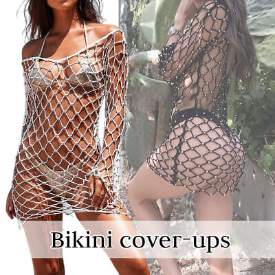 #ad Sexy Women#x27;s Fishnet Summer Beach Dress Swimwear Bikini Cover Up $22.00