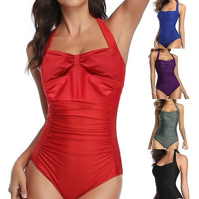 #ad #ad Bodysuit Swimsuit Push Up Padded Tummy Control Sexy Ruched Monokini Quick drying $17.61