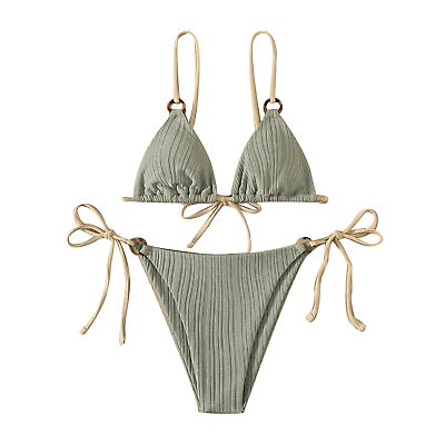 #ad 2 Pcs set Bathing Suit Soft Eye catching Padded Bikini Set Two piece $12.82
