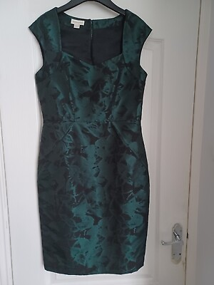 #ad MONSOON Green Jacquard Evening Dress Size 10 GBP 12.99