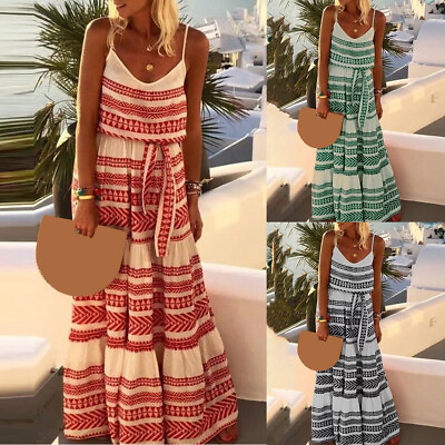 #ad Women Floral Sexy Backless Evening Party Beach Long Maxi Dresses Boho Sundress $17.92