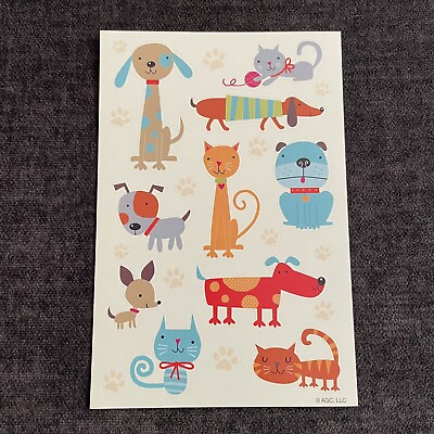 Cute Dogs Cats amp; Paw Print Stickers 1 Sheet Vintage American Greetings $3.00