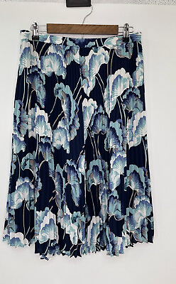 #ad Ann Taylor Women’s Blue Floral Pleated Accordion Skirt Size 10 $16.96