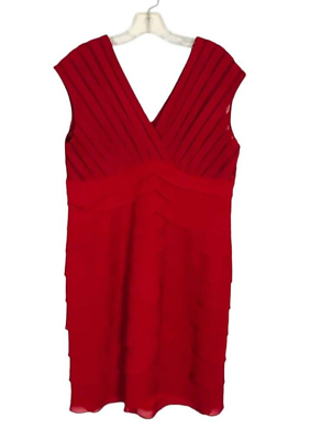 #ad Scarlett Nite Womens Red Tiered Bodycon Banded Ruffle Cocktail Dress Size 16 $20.00