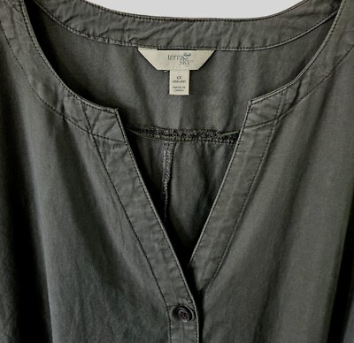 #ad Terra amp; Sky Dolman Sleeve Midi Dress Plus Size Modest V Neck Button Green Belted $22.99
