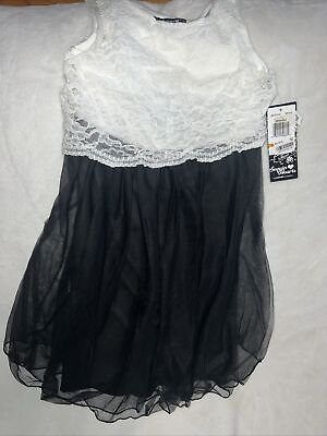 #ad Girls Size 7 New Layered Dress Black White Lace Sleeveless Summer Special Event $23.99