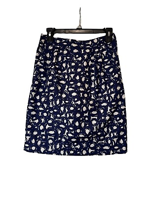 #ad Boden Navy Pattern Linen Blend Pencil Skirt Women#x27;s Size Four $20.00