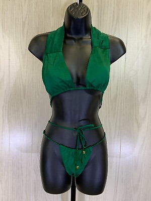 #ad Women#x27;s Two Piece Halter Bikini Set Size M Green NEW MSRP $89 $16.99