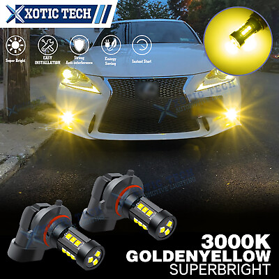 9006 HB4 LED Fog Light Bulbs 3000K Yellow for Lexus LS430 LS460 GS350 GS430 2pcs $13.99