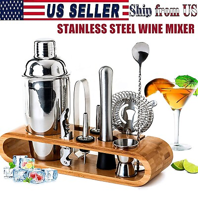 Stainless Steel Cocktail Shaker Mixer Drink Bartender Martini Tools Bar Set Kit $28.98