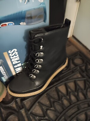 #ad Woman Black Leather Boots Size 6 $30.00