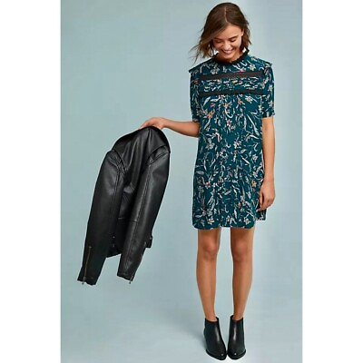 #ad NWT Anthropologie VINEET BAHL Ines Floral Tunic Dress Lace Trims Boho Medium $124.94