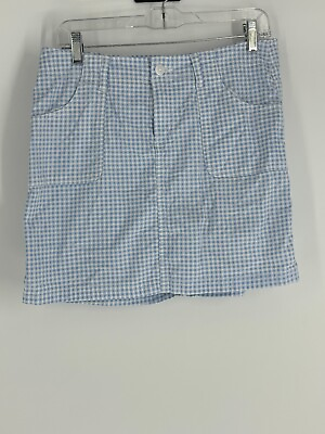#ad St. John#x27;s Bay Blue White Gingham Plaid Skort Shorts Under Skirt Women#x27;s Size 10 $15.00
