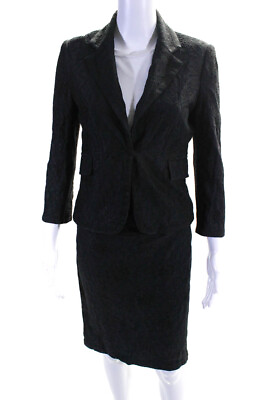 #ad Diane Von Furstenberg Womens Lace Print Ursette Skirt Suit Black Size Small $64.65