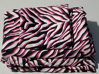 #ad #ad Your Zone Twin Fitted Flat Sheet Set Abstract Print Pink Black White Teens Sack $20.00