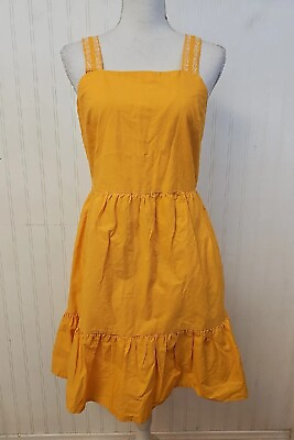 #ad J Crew Sundress Womens Size 4 Yellow Midi Sleeveless Tiered Smocked Cotton $19.95