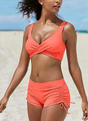 Women#x27;s Removable Strap Bandeau Top High Cut Cheeky Bikini Set Swimsuit $13.16