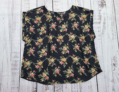 #ad Forever 21 Plus Boho Floral Cuffed Cap Sleeve Flowy Blouse Size 3X $8.00