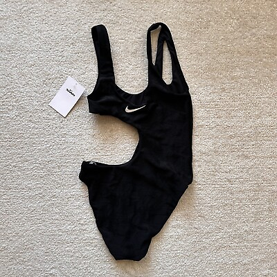 #ad Women#x27;s Nike Swim Side Cut Out One Piece Swimsuit Size Small Black NWT $29.97