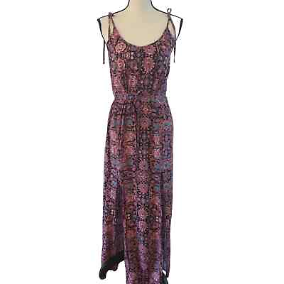 #ad Forever 21 Floral Abstract Print Maxi Tie Shoulder Dress Size Small $19.95