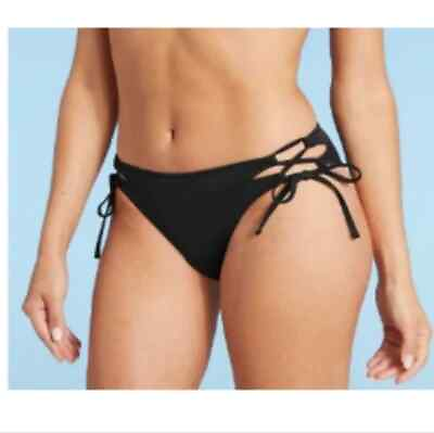 #ad Woman’s Side Tie Cheeky Black Bikini Bottoms Shade amp; Shore S $18.00