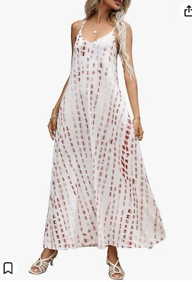#ad Women#x27;s Summer Casual V Neck Floral Printed Bohemian Long Maxi Pockets Size S $20.00