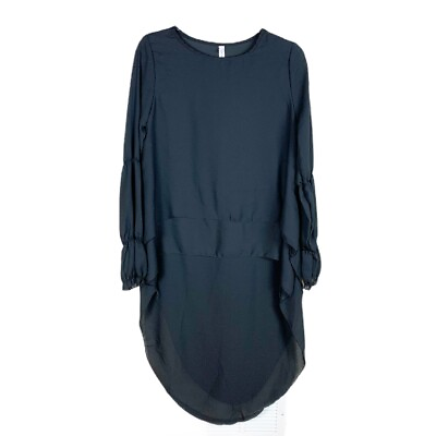 Order Plus Women Dress NEW Black Long Sleeve Layered Lightweight Tunic Dress S $9.09