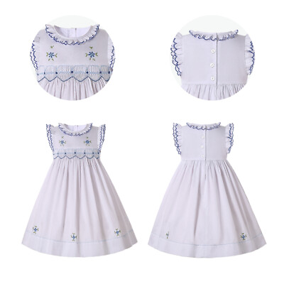 Infant Smocked Baby Dresses Size 1 2 3 4 White Girls Formal Party Dress Summer $38.99