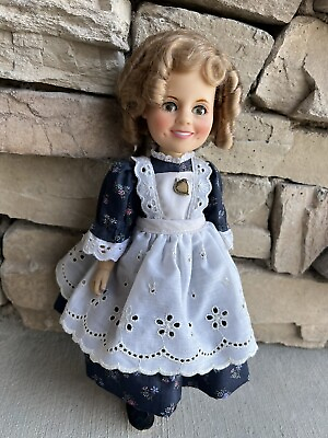 #ad VTG 8” Shirley Temple Vinyl Sleepy Doll By Ideal Toy Co. 1982 Pinafore Dress $35.00