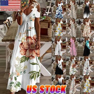 #ad #ad Womens Boho Floral Print Long Dress Ladies Boho Beach Holiday Maxi Cami Sundress $17.59