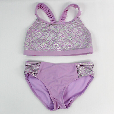 #ad Cat amp; Jack 2 Piece Bathing Suit Girls Size Large 10 12 Swimwear Purple Summer $13.30