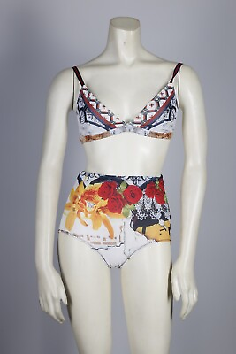 #ad CLOVER CANYON Multicolor Floral 2 Piece Bikini High Waist Set Swimsuit Size S $35.99