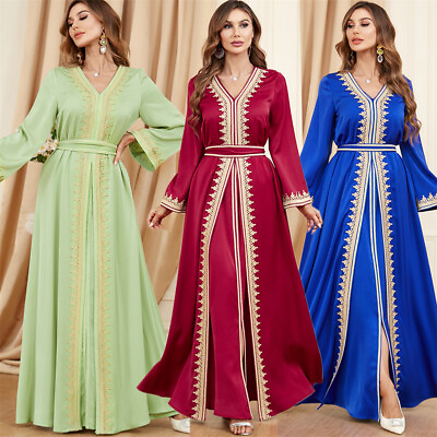 #ad #ad 2 Piece Abaya Women Muslim Long Maxi Dress Sets Dubai Kaftan Islamic Party Gown C $78.82
