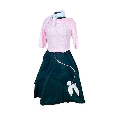 Sock Hop POODLE SKIRT HALLOWEEN Costume PINK BLACK Dress Adult 1950#x27;s OSFM $16.73