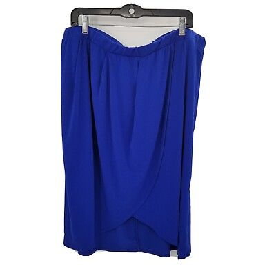 #ad Ashley stewart tulip wrap skirt women plus size 22 24 blue elastic waist stretch $17.42