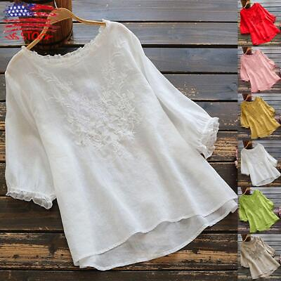 Womens Casual Cotton Linen T Shirt Dress Baggy Tunic Tops Long Blouse Plus Size $15.19