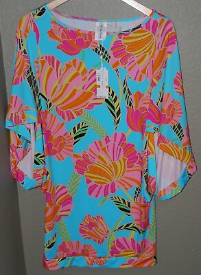#ad NEW Trina Turk Swimsuit Beach Cover Up Tunic Flowers Size S MSRP $152 $59.99