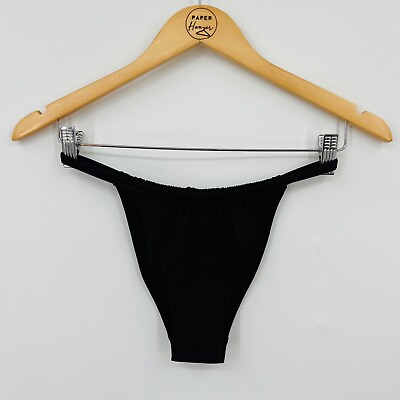#ad NWT Hamp;M Tanga Cheeky Black Bikini Bottoms Size 4 Strappy Sides $12.00